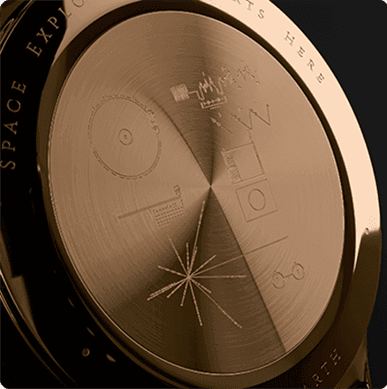 rose gold case back spacecraft message space exploration