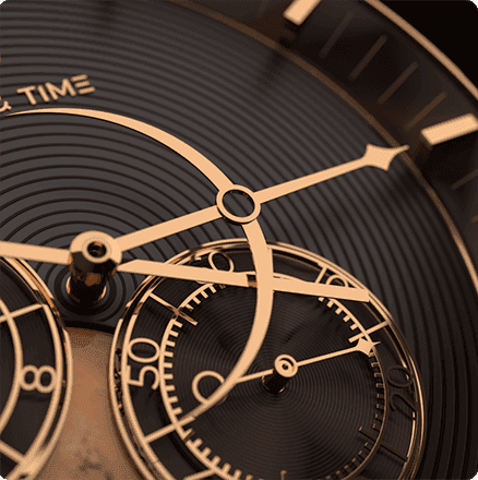 original and unique minute hand design, inspired by Red Planet cosmic sunrise